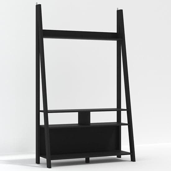 Travis Wooden Ladder TV Stand With 3 Shelves In Black_2