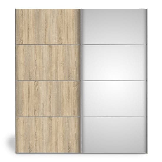 Trek Mirrored Sliding Doors Wardrobe In Oak With 2 Shelves_2