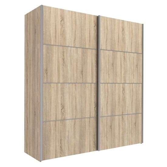 Trek Wooden Sliding Doors Wardrobe In Oak With 5 Shelves_1