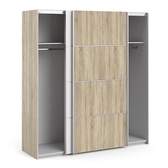 Trek Wooden Sliding Doors Wardrobe In Oak White With 2 Shelves_3