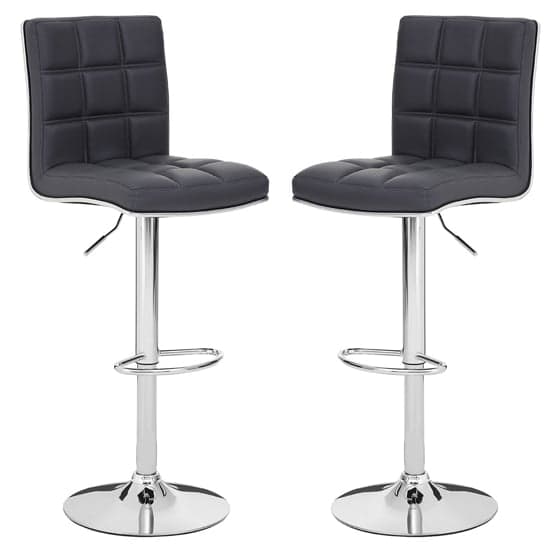 Treno Grey Faux Leather Bar Chairs With Chrome Base In A Pair_1