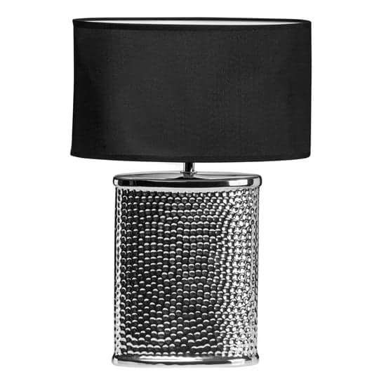 Trento Black Fabric Shade Table Lamp With Chrome Hammered Base_3