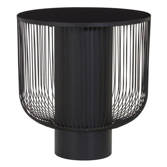 Ruchbah Round Black Glass Top End Table With Metal Base_1