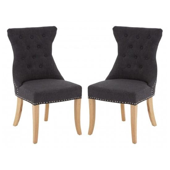 Trento Upholstered Dark Grey Fabric Dining Chairs In A Pair