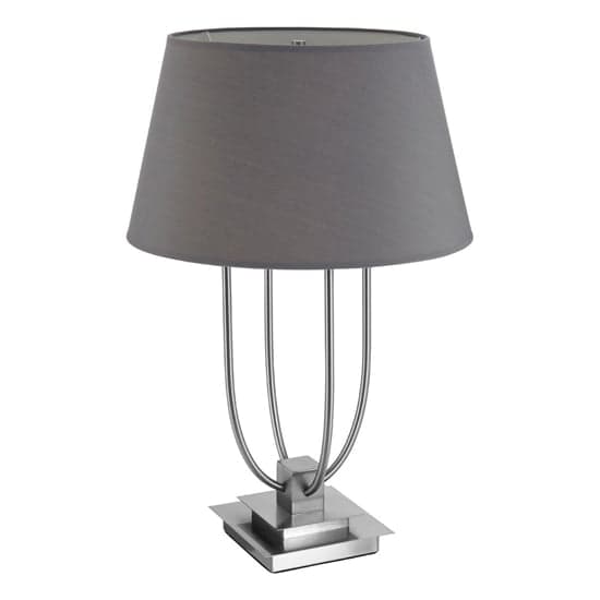 Trento Grey Fabric Shade Table Lamp With EU Plug In Nickel_2