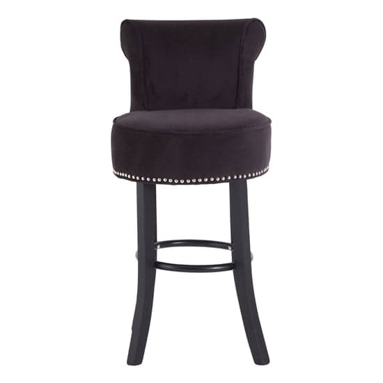Trento Round Upholstered Black Fabric Bar Chairs In A Pair_2
