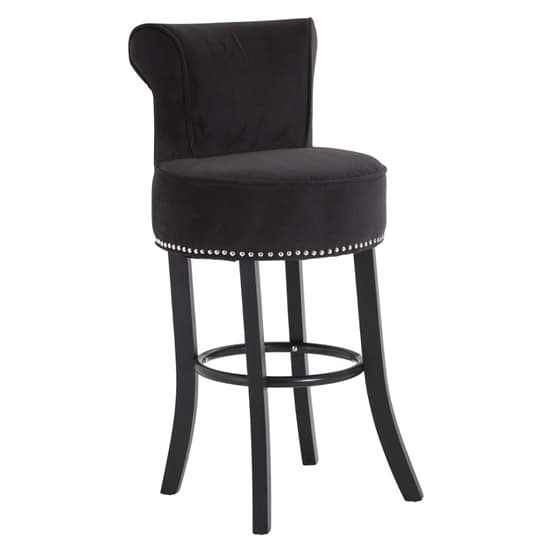 Trento Round Upholstered Black Fabric Bar Chairs In A Pair_3