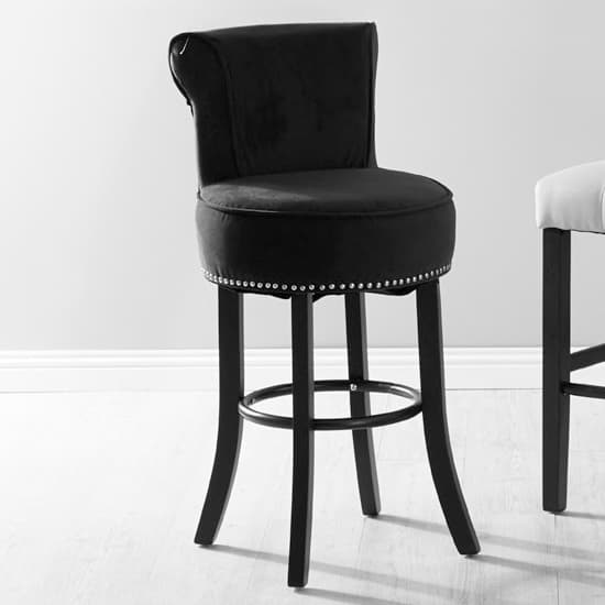 Trento Round Upholstered Black Fabric Bar Chairs In A Pair_6