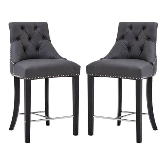 Trento Upholstered Grey Faux Leather Bar Chairs In A Pair_1
