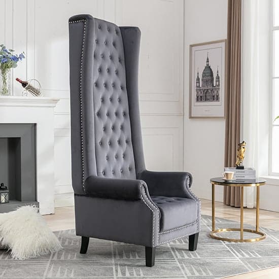 Trento Tall Upholstered Velvet Porter Chair In Grey_2