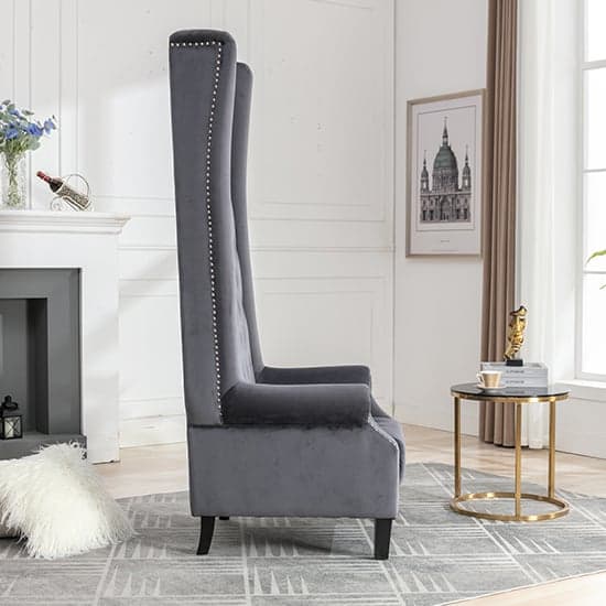 Trento Tall Upholstered Velvet Porter Chair In Grey_3