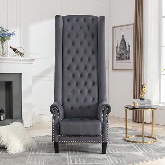 Trento Tall Upholstered Velvet Porter Chair In Grey_5