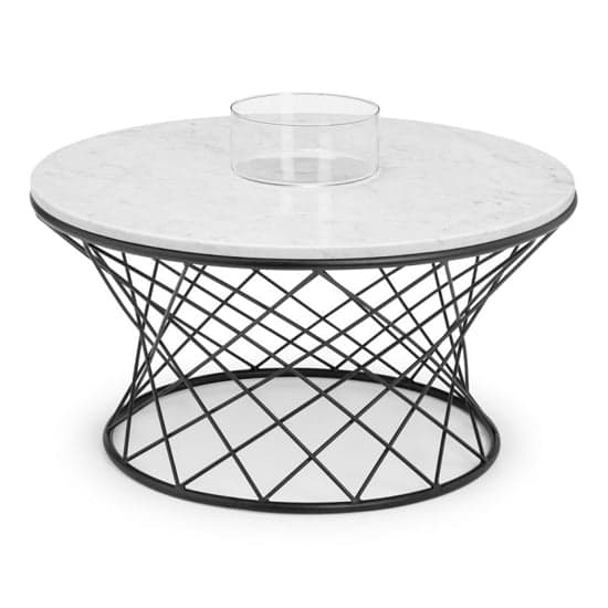 Talise Real Marble Coffee Table In White With Black Wire Base_2