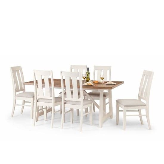Palesa Dining Set In Ivory Oak And Real Oak With 6 Chairs_2