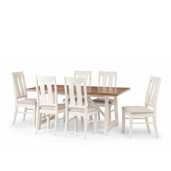 Palesa Dining Set In Ivory Oak And Real Oak With 6 Chairs_3