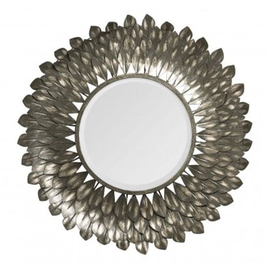 Tribes Round Wall Bedroom Mirror In Antique Grey Frame_1