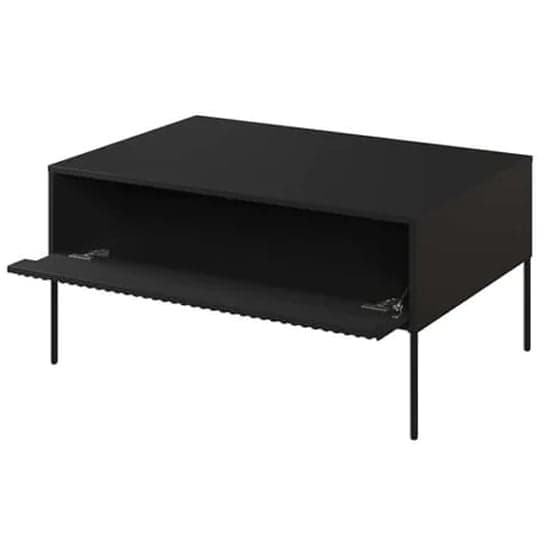 Trier Wooden Coffee Table With 1 Drawer In Matt Black_3