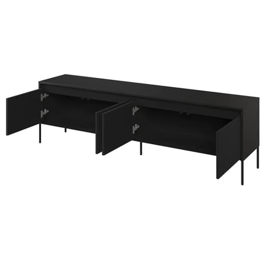 Trier Wooden TV Stand Large With 4 Doors In Matt Black Furniture in