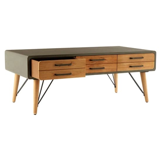 Trigona Natural Wooden Coffee Table With Black Metal Frame_2