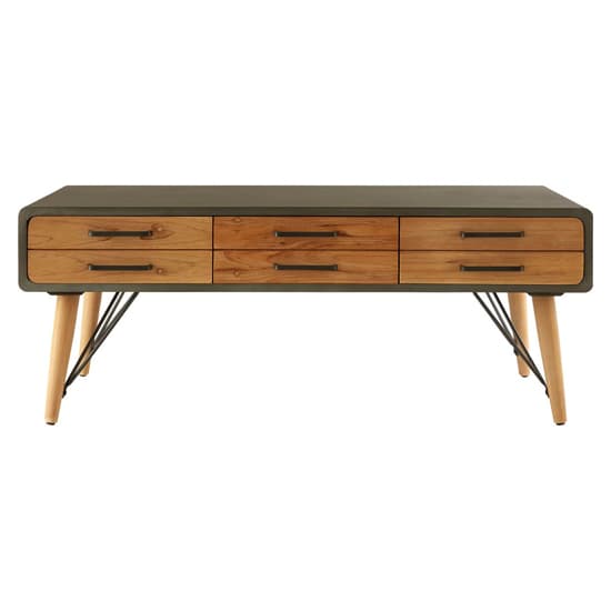 Trigona Natural Wooden Coffee Table With Black Metal Frame_4