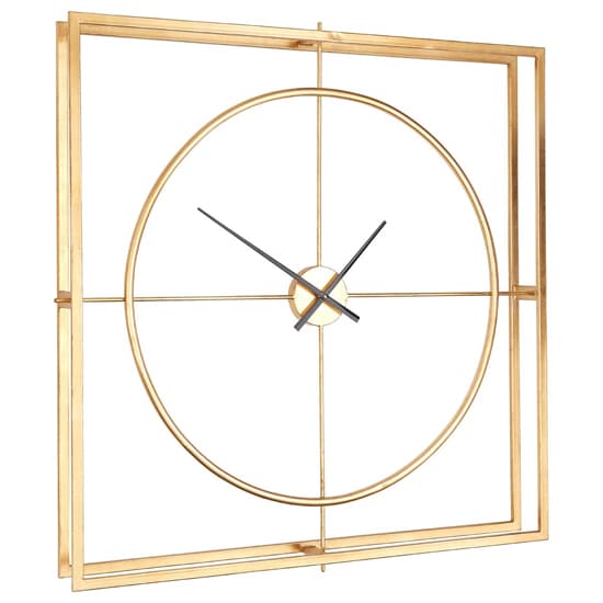 Trigona Square Metal Wall Clock In Gold Frame_2
