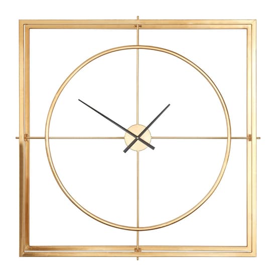 Trigona Square Metal Wall Clock In Gold Frame_3