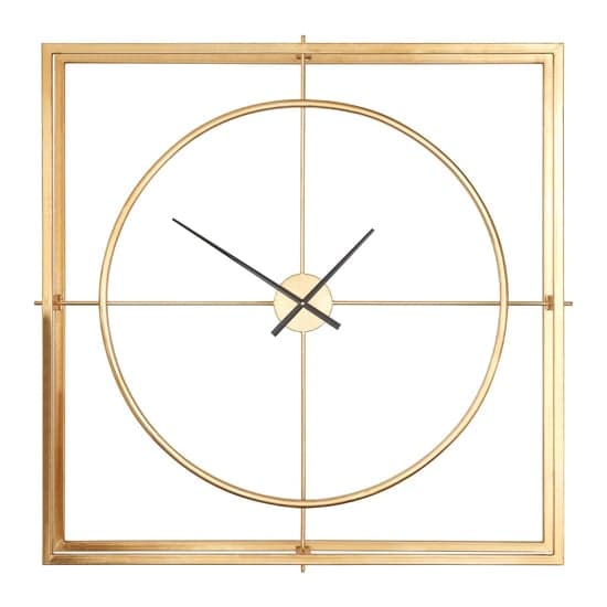 Trigona Square Metal Wall Clock In Gold Frame Furniture in Fashion