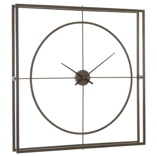 Trigona Square Metal Wall Clock In Rustic Copper Frame_1