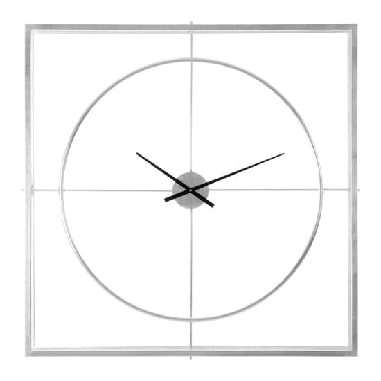 Trigona Square Metal Wall Clock In Silver Frame_2