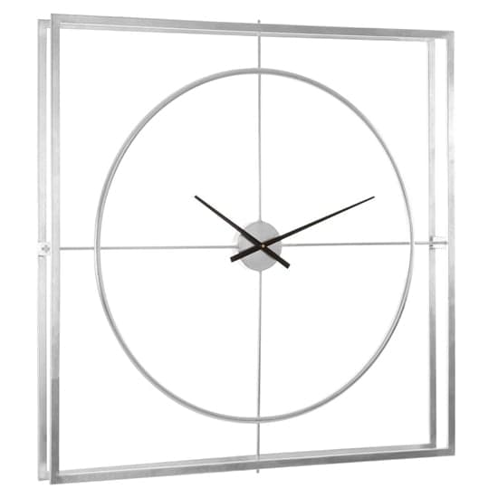 Trigona Square Metal Wall Clock In Silver Frame_1