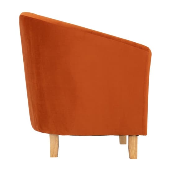 Trinkal Velvet Tub Chair In Burnt Orange With Wooden Legs_4