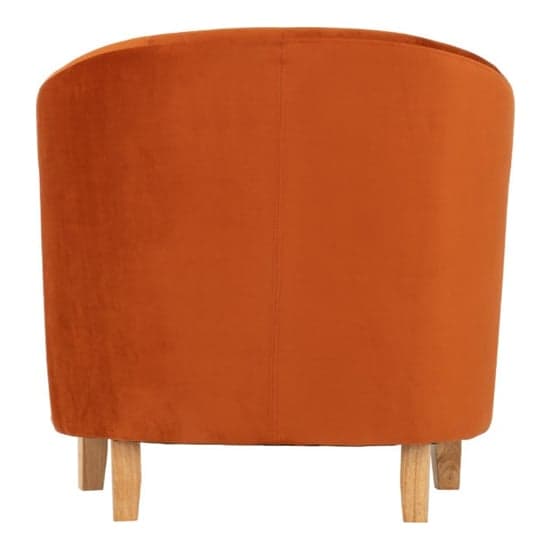 Trinkal Velvet Tub Chair In Burnt Orange With Wooden Legs_5
