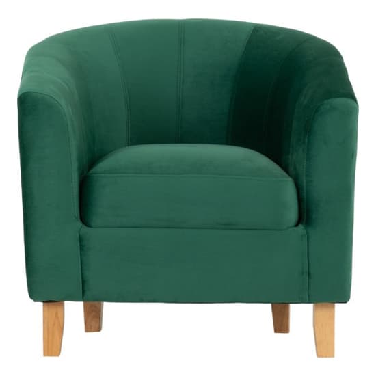 Trinkal Velvet Tub Chair In Emerald Green With Wooden Legs_3