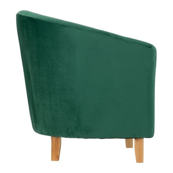 Trinkal Velvet Tub Chair In Emerald Green With Wooden Legs_4