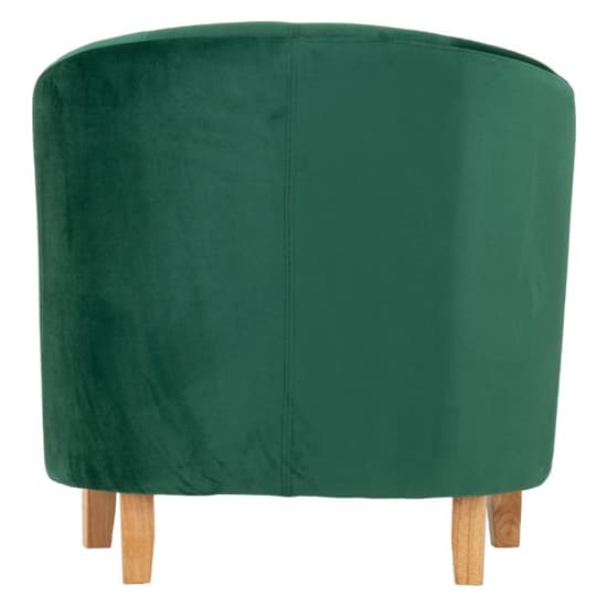 Trinkal Velvet Tub Chair In Emerald Green With Wooden Legs_5