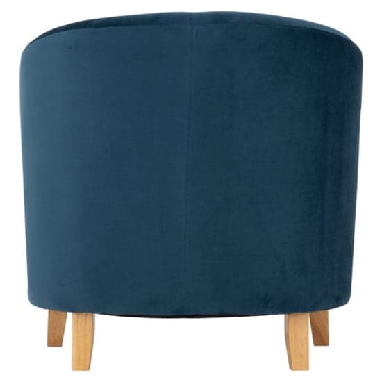 Trinkal Velvet Tub Chair In Sapphire Blue With Wooden Legs_5
