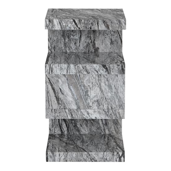 Trio High Gloss 2 Tier Side Table In Melange Marble Effect_5