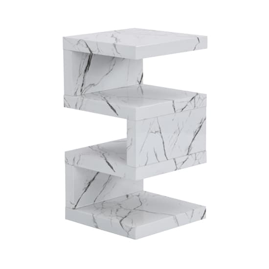 Trio High Gloss 2 Tier Side Table In Vida Marble Effect Furniture in