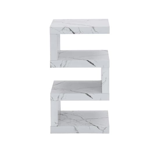 Trio High Gloss 2 Tier Side Table In Vida Marble Effect Furniture in