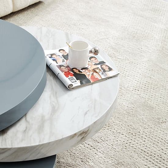 Triplo Round Rotating Coffee Table Grey Magnesia Marble Effect ...