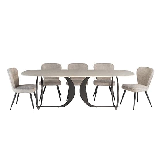 Tristan Grey Stone Dining Table With 6 Finn Grey Chairs_1
