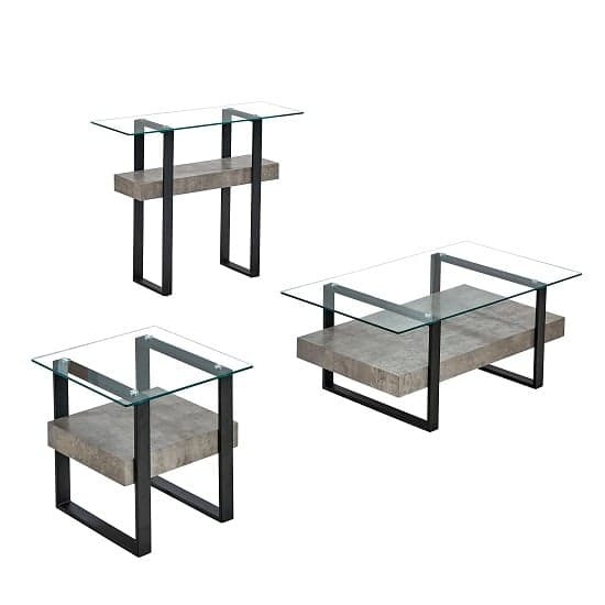 Triton Glass End Table With Light Concrete And Black Metal_3