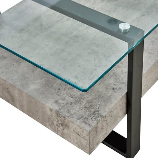Triton Glass End Table With Light Concrete And Black Metal_2