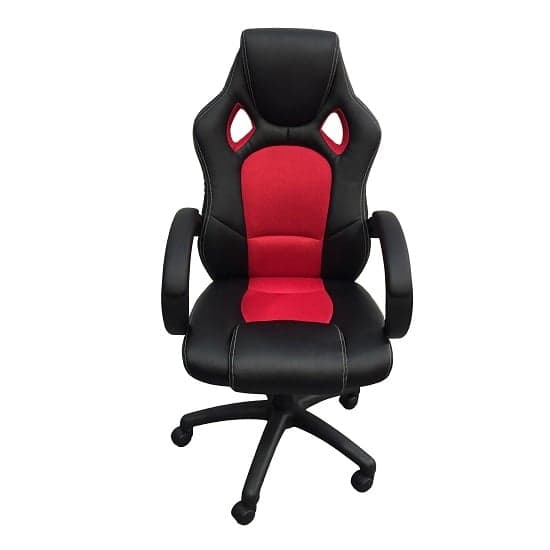 Dayton Faux Leather And Fabric Gaming Chair In Red And Black_3