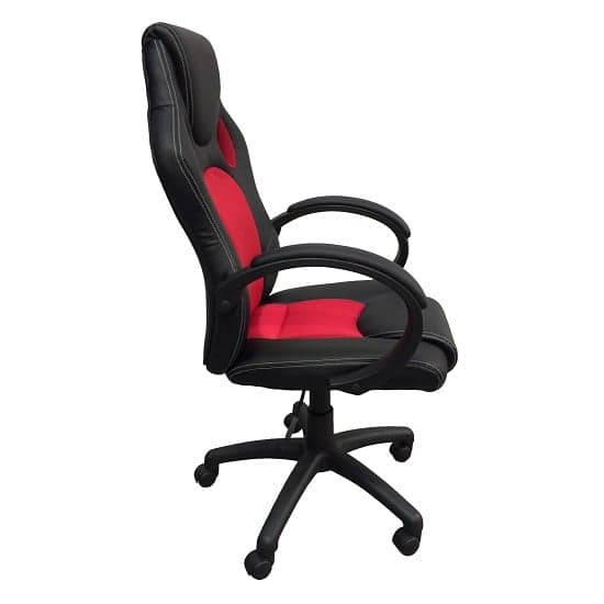 Dayton Faux Leather And Fabric Gaming Chair In Red And Black_4