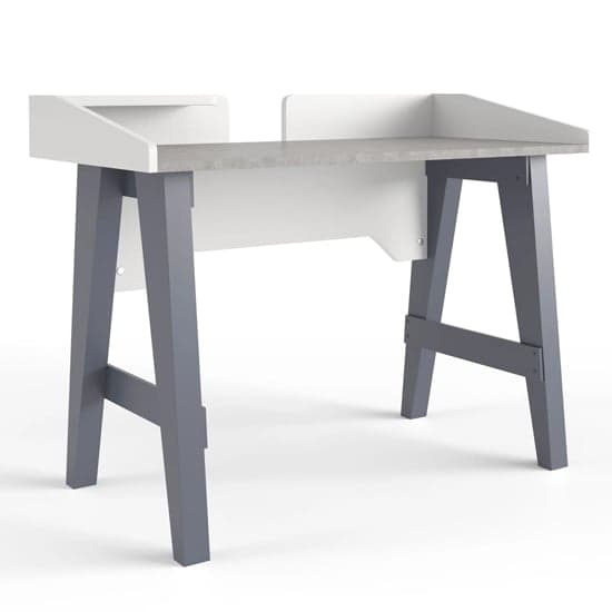 Trouton Faux Marble Top Laptop Desk With Wooden Legs In Grey_2