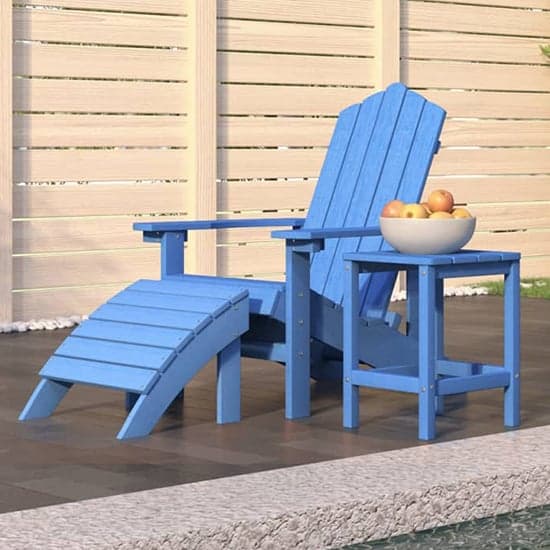 Troy Garden HDPE Armchair With Footstool And Table In Aqua Blue_1