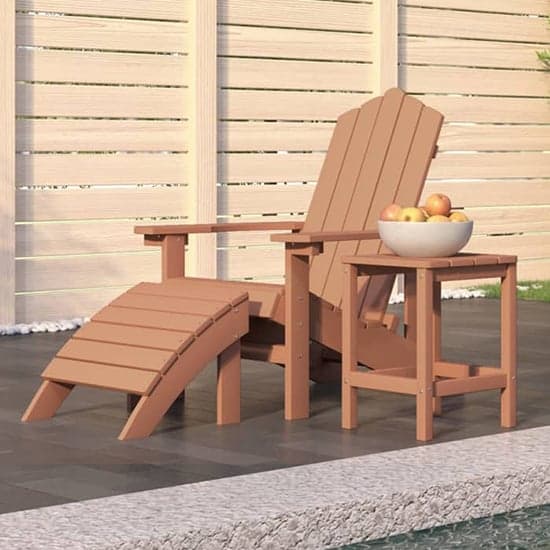 Troy Garden HDPE Armchair With Footstool And Table In Brown_1