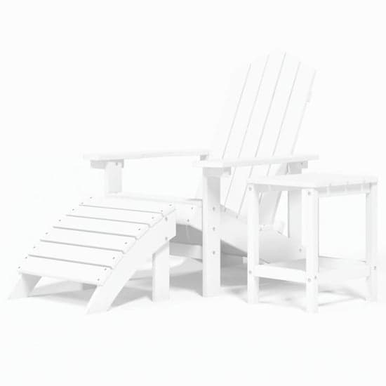 Troy Garden HDPE Armchair With Footstool And Table In White_2