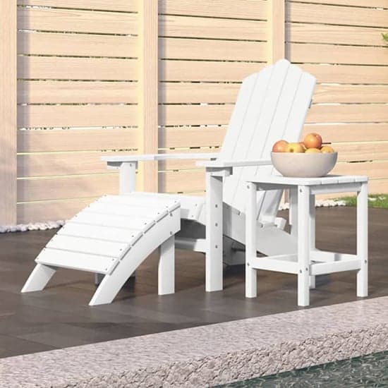 Troy Garden HDPE Armchair With Footstool And Table In White_1
